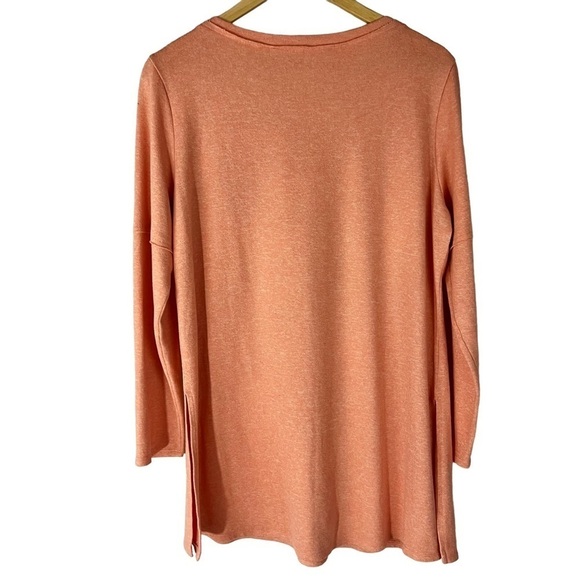 Soft Surroundings Orange V-Neck Side Slit Tunic Top - Picture 2 of 6